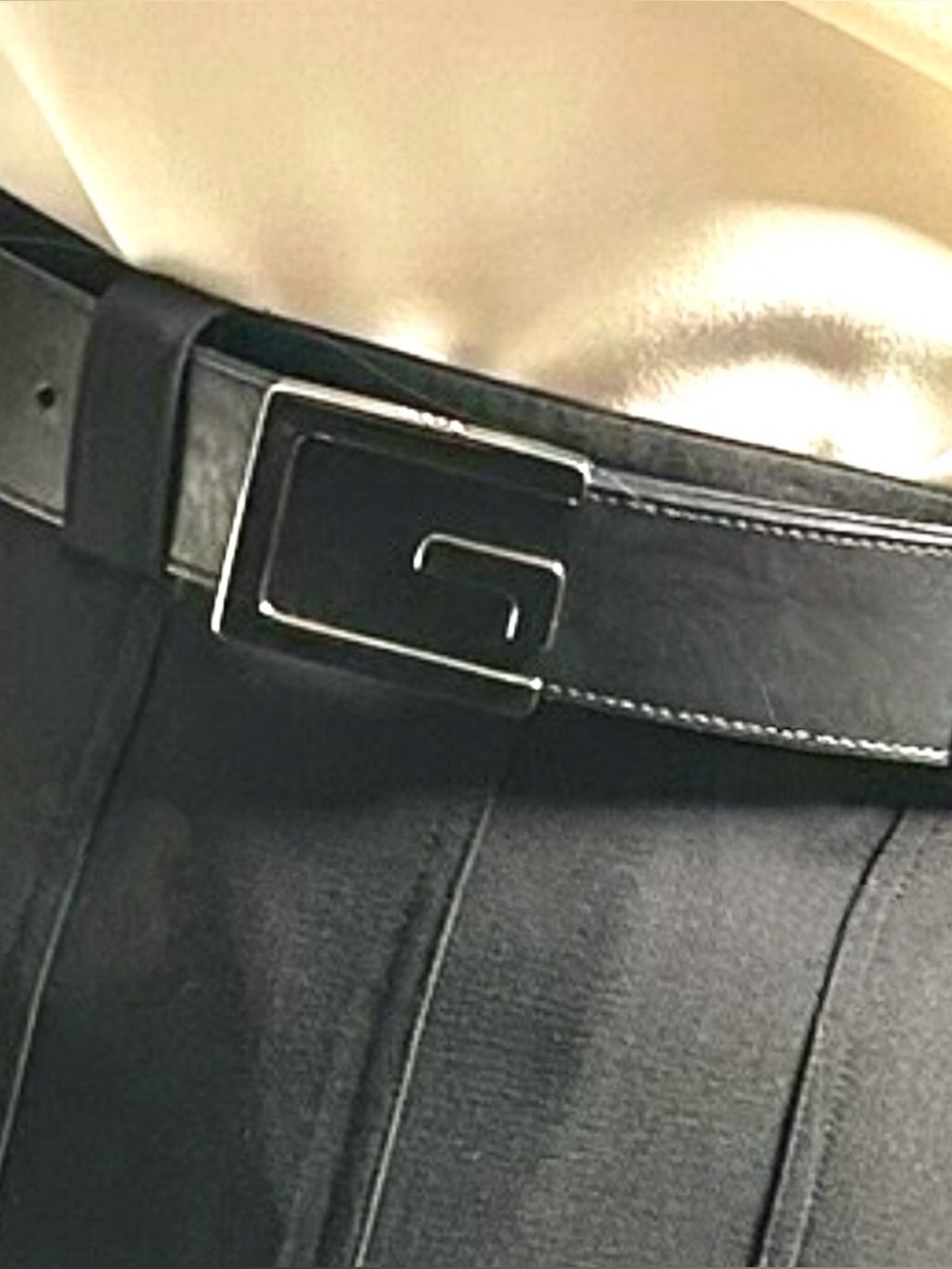 Gucci Tom Ford Square G Buckle Belt Black Leather Vintage 90s Size 85 - 34 - Picture 4 of 9